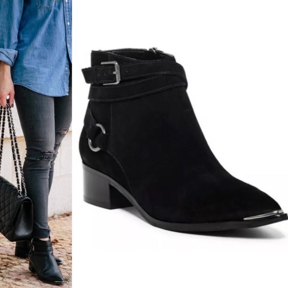 Marc Fisher Yatina Black Suede Chelsea Ankle Booties 6.5
